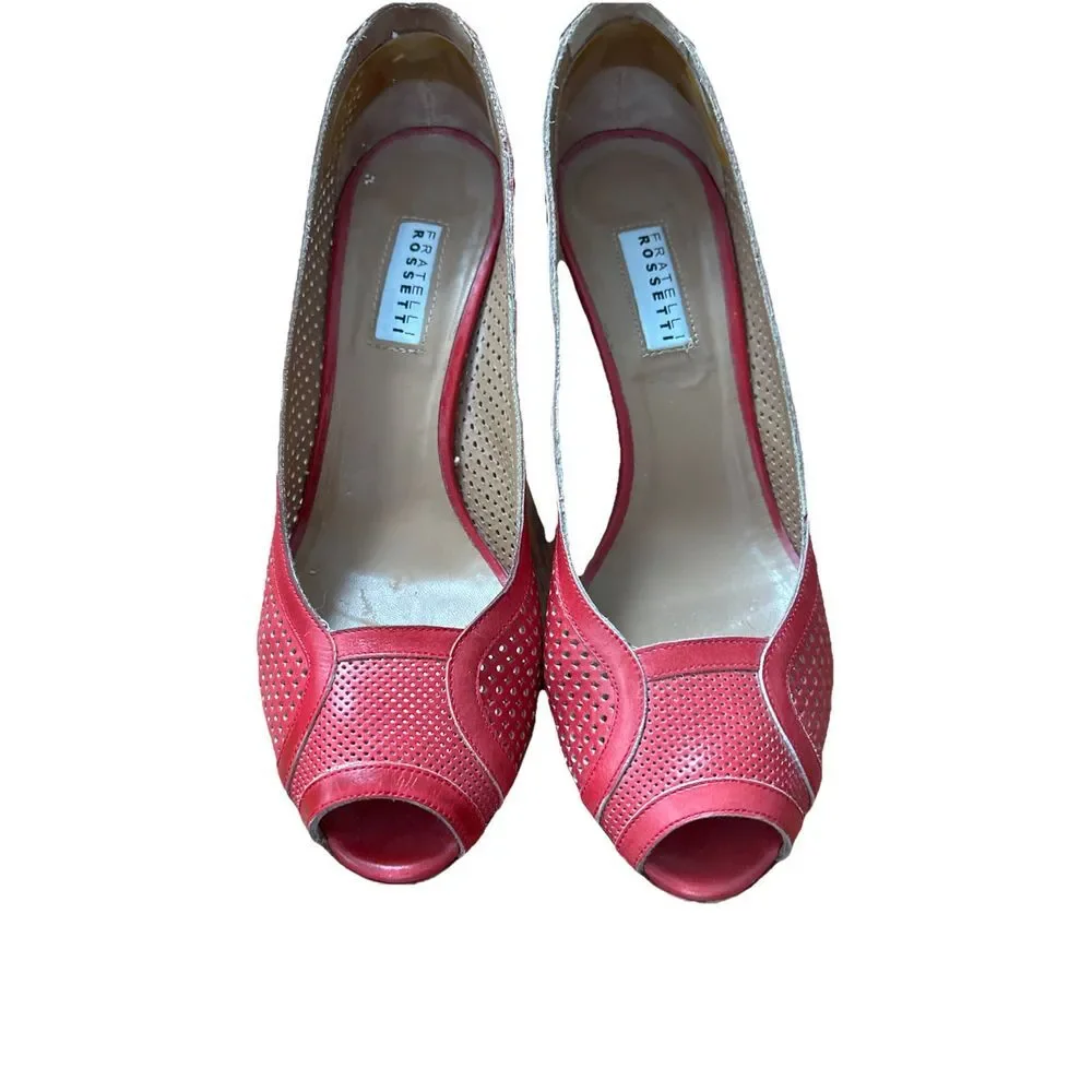 Fratelli Rosetti Red Heels Made In Italy Size 37.5/7.5 US - Picture 4 of 6